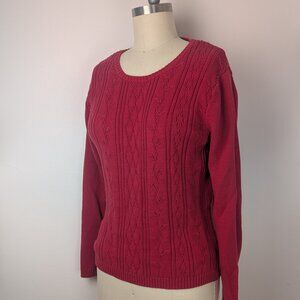 100% Cotton Cable Knit Sweater by Duck Head Size XL Red Pullover